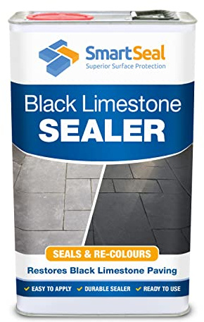 SmartSeal Black Limestone Sealer - 5L - Easy to Apply Black Limestone Patio Sealer. Colour Boosting Patio Sealant & Wet Look Natural Stone Sealant. Stone Restorer for Patios, Paths & Drives