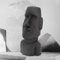 ECD Germany Statue de l'Île de Pâques Moai Rapa NUI Figure de Tête 53,5 cm Haut, Résine de Pierre Moulée Résistant aux Intempéries, Anthracite, Décoration Maison Jardin, Sculpture Intérieur Extérieur