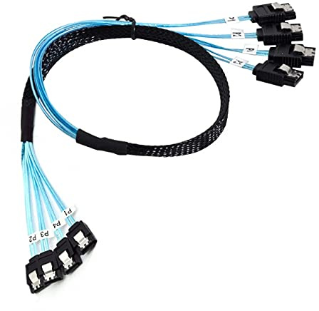 cablecc Interner SAS 4 SATA Host zu 4 SATA 7pin Zielfestplatte 6Gbps Datenserver Raid-Kabel 50cm 50