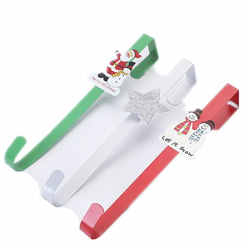 Molinter Kranz Aufhänger Weihnachten Türhaken Metall Türkranz Haken für Weihnachtskranz oder Weihnachtssocken Zufälliges Muster 3 Stück/Set (Stil 5)