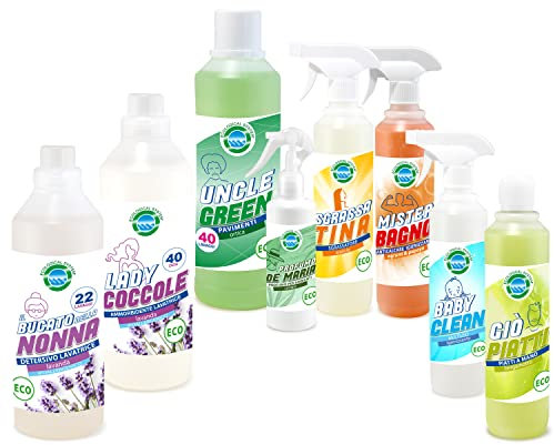 Detersivi pulizia casa set completo - La famiglia del pulito - bucato fragranza lavanda