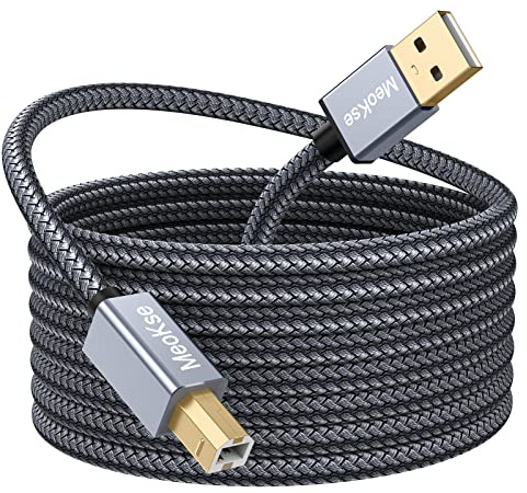 Meokse Printer Cable 25FT,USB Printer Cord 2.0 Type A Male to B Male Cable Scanner Cord High Speed Compatible with HP, Canon, Dell, Epson, Lexmark, Xerox, Samsung and More