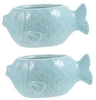 MERRYHAPY 2pezzi Portavaso Forma Di Pesce Ceramica Per Piante Succulente Decorazione Minimalista Per Casa e Ufficio