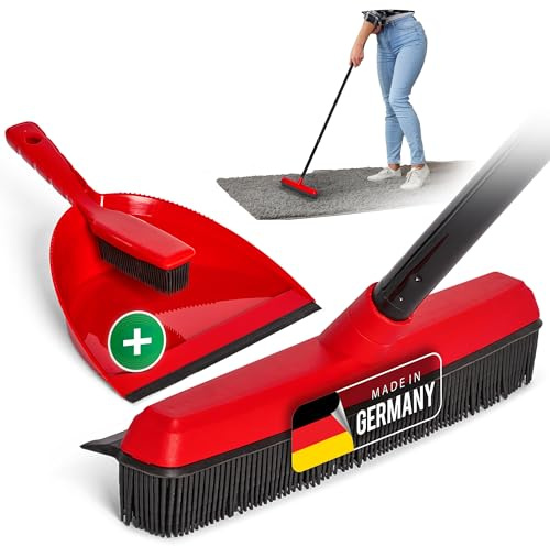 Novaliv Gummikvast med handtag för att sticka in & sopset frisörkvast set gummi noppborste hundhårborttagare broom parkett kvast för inomhus mattkvast golvskrapa hushållkvast mirakelborste