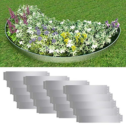 ZEYUAN Rasenkanten 20 STK Beetumrandungen, Beeteinfassung, Grabumrandung, Zaun Garten, Beetzaun, Beetabgrenzung, Verzinkter Stahl 100 x 20 cm