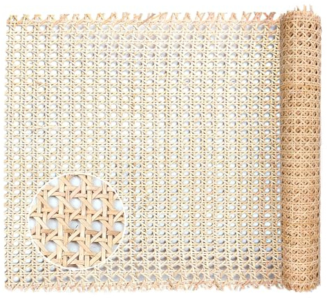 Kleemeiero Rollo de Ratán de Caña 35*150cm Rollo de Mimbre Natural Ratan Rejilla Mimbre Rollo de Malla de Ratán Rollo de Correas de Ratán de Caña para Tejida para Muebles, Sillas, Armarios, Decoración