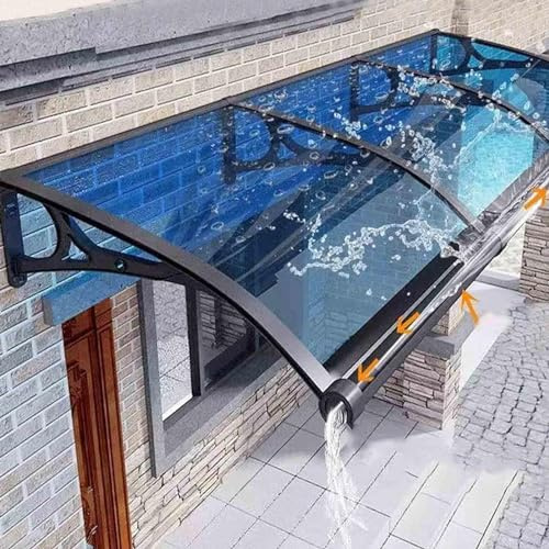 YWQJL Vordach FüR HaustüR Mit Seitenteil Rinne Aluminium Metallgestell,üBerdachung HaustüR Mit Seitenteil Regenrinne,FüR DraußEn Terrasse,Balkon,Garten,Kellertreppe,Hauseingang,Blauw1-80x320cm