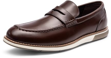 Bruno Marc herrklänning Penny Loafer Slip-on skor, Mörkbrunt, 46 EU
