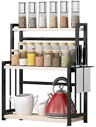 QZQJUILU Kitchen Shelves Frame 3 Detachably Seasoning Condiment Storage Shelves Metal Layer Seasoning Herbs Jars Bottle Rack Holder 4 With Anti-skid Foot Pad Holder Cruet Jar Holder