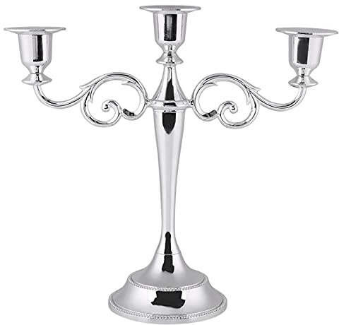 Bougeoir en Métal à 3 Bras, Chandelier à 3 Bras, Candélabre en Métal de Style Européen, Bougeoir à 3 Branches pour la Décoration de la Maison, Chandelier de Mariage, Matelassage