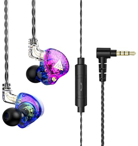 Ak6 Pro Casque Filaire, écouteurs Intra - Auriculaires avec Microphone HD, Casque antibruit, Basses Profondes pour Samsung, iPhone et la Plupart des appareils avec Jack 3,5 mm Audio Gaming Casque