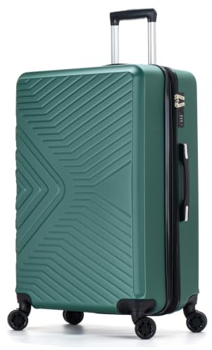 DK Luggage Large Expandable Hard Shell Suitcase Lightweight 4 Wheel Spinner Luggage ABS-147 (Dark Green, 29 Large)