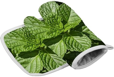 Gants de cuisine personnalisés résistants à la chaleur pour femme - Motif menthe poivrée