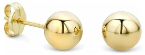 V&F Ohrringe Damen Kugel Ohrstecker aus Gelbgold 9ct 375 Gold, Ohrschmuck, 9 Karat Gold (4mm)