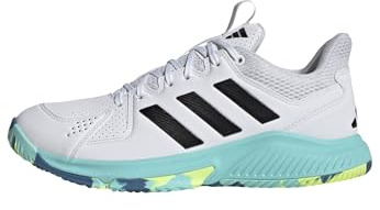 adidas Women's Court Flight, White/Black/Flash Aqua, 9.5