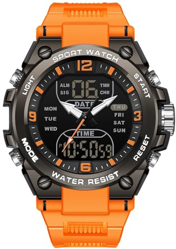 Armbanduhr Herren Digitaluhr Sportuhr Herrenarmbanduhren wasserdichte Militär Uhren mit LED-Leuchtdisplay Analogen Zeigern und Digitalen Zahlen