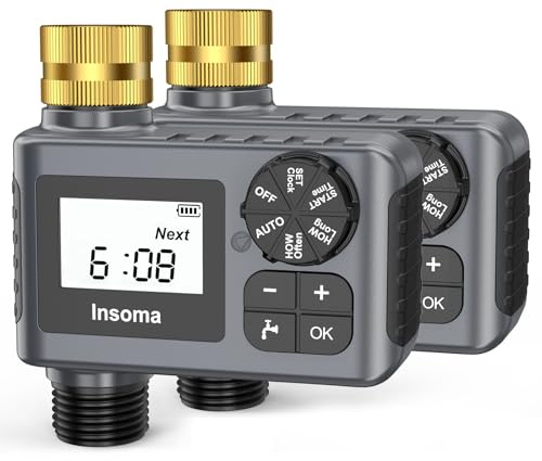 2-Packs Water Timer for Outdoor Garden Hose, Hose Timer with Rain Delay/Manual Mode, Automatic Drip Irrigation Controller System for Lawn Yard Garden Watering