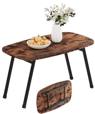 VECOCHO Couchtisch Klappbar,Sofa Tisch Coffee Table,vintagebraun-Braun | Kleiner Tisch klapptisch,Wohnzimmertisch für Wohnzimmer,Schlafzimmer,Balkon, Büro,kleinen Raum,Einfacher Aufbau,Metallrahmen