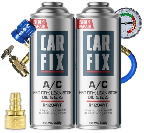 CARFIX, sustituto r1234yf, Sellador, refrigerante para aire acondicionado de automóviles, equivalente a 660 g, 2 latas, 5 en 1, 235g,