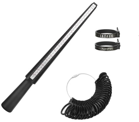 Set di Misuratori per Anelli,Anello Mandrino Misuratore Anelli per Misurazione del Diametro Dimensionamento Metro Dita Gauge Gioielli Strumenti Taglie Standard per Regno Unito,USA,UE