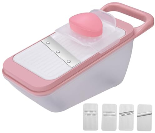 UKCOCO Cortador De Verduras Multifuncional Con Cuatro Cuchillas Para Rebanar y Rallar Patatas y Ajos Herramienta Compacta y Duradera Para Cocina Casa y Restauración