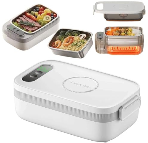 Cordless Electric Lunch Box for Adults,14000mAh Rechargeable Auto Heated Lunch Box,Self Reheating Soup Heat Warming Container,1L Portable Self-Heating Food Warmer for Work,Office,Car,Travel,Picnic