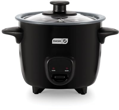 Dash Mini Ceramic Rice Cooker - Designed for Single-Serve Cooking - Compact Rice Cooker with Nonstick Removable Pot, Keep Warm Function & Easy-to-Clean Sleek Design - Black Ceramic