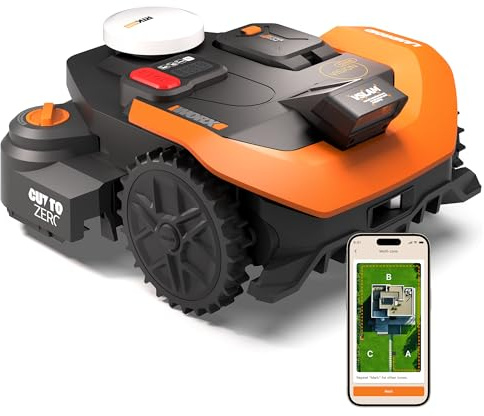 Worx Vision Cloud WR318E, 2WD Mähroboter ohne Begrenzungskabel, 1800 m² | KI-Hinderniserkennung, VSLAM+RTK Cloud Navigation, Auto-Mapping, Cut-to-Zero, Radiolink, Keine RTK-Antenne erforderlich
