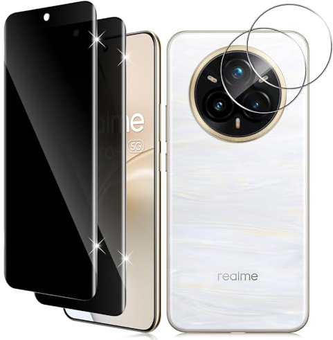 Vanrain Pellicola Privacy per Realme 14 Pro Plus 5G, 2+2 Pezzi Anti Spy Vetro Temperato e Fotocamera Protettiva, Schermo Privacy Protezion Durezza 9H Anti Graffio