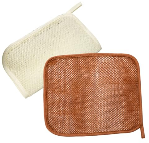 Angoily 2 Stück Peelingnetz aus Doppellagigem Nylon Klein Portabel Sanftes Körper und Gesichtspeeling Baderückenschrubber für Glatte Haut Zufällige Farbe