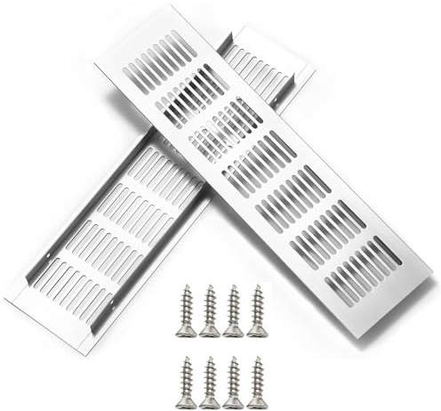 Xiciki 2 cubiertas de ventilación de 300 x 80 mm, rejilla de ventilación de aluminio con tornillos para armario de cocina, armario, muebles, zócalo de ventilación