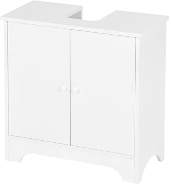 buybyroom Förvaringsskåp för badrum, badrumsförvaring, med 2 praktiska dörrar, 30 x 60 x 60 cm, MDF, vit