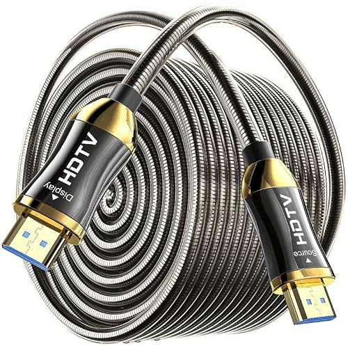SMICEM 8K HDMI Glasfaserkabel 3.0M,Stahlpanzerung Optisch HDMI 2.1 Kabel 48Gbps Ultra High Speed,In Wall CL3 Rated,AOC 8K@60Hz,4K@120Hz/144Hz Dynamic HDR eARC Dolby HDCP2.2 Kompatibel mit PS5,Xbox