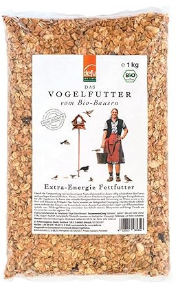 defu Wildvögel | Bio Fettfutter | Ganzjähriges Wildvogelfutter für Weich- und Körnerfresser | Im Beutel (1kg)