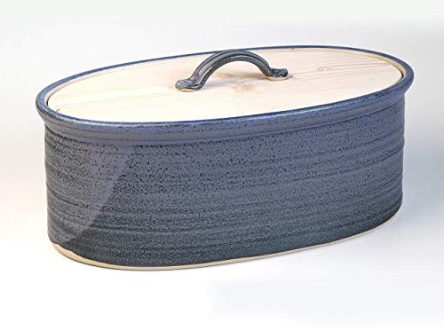 Brottopf – Oval, blau-schattiert, Keramik/Holz, eine Variante der Familiengröße