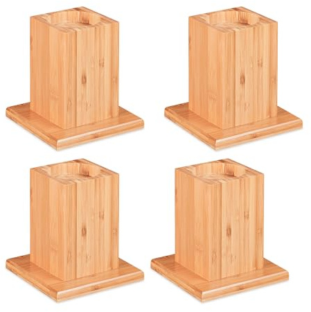 Relaxdays 10028828_126 Möbelben, Bambu, 15.5 x 14.5 x 14.5 cm, Paket med 4