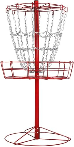 Yaheetech 12-Chain Portable Disc Golf Basket Target Accessories Disc Golf Set w/Basket Target and Double Steel Chains Red