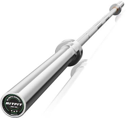 RitFit 7-foot Olympic Barbell Bar, General Purpose Weight Bar Suitable for Olympic Lifts and Power Lifts, 500LBS Capacity