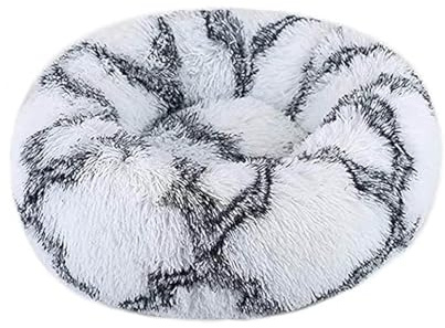 jiuzcare Hundebett Katzenbett rund flauschig, Hundebett waschbar, Katzenbett flauschig, Hundekissen für kleine Hunde und Katzen, Hundekörbchen weich (50 cm, Schwarz und Weiß)