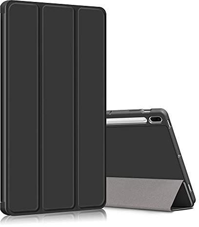 TOPCASE Fodral passar Samsung Galaxy Tab S7 Fe 12,4 tum surfplatta (SM-T730/T736/T970/T975), smalt magnetiskt fodral med pennhållare för Galaxy Tab S7 Plus surfplatta, svart