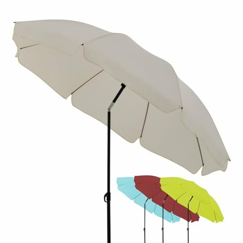 derby Sonnenschirm 160 cm in natur – Strandschirm mit Mittelmast für Balkon, Garten & Strand – UV-Schutz, windstabil, tragbar
