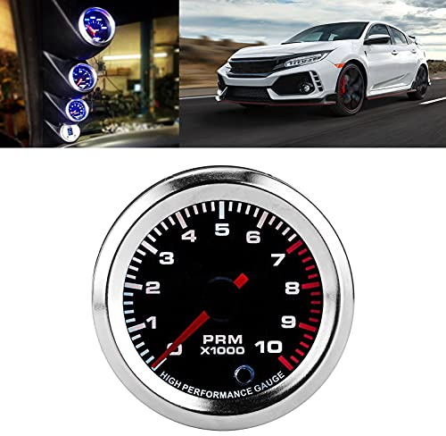 Fydun Bilvarvräknare 52mm/2in Universal 7 Färger Tacho Gauge Revolution Meter Med Mätområde 0-10000 RPM