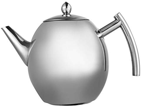 Polished Teapot Stainless Steel Teapot Large Coffee Pot Teapot with One Handle Can Be Used at Home, Hotel, Cafe, Bar, Restaurant etc. (1.5L/1500ML)