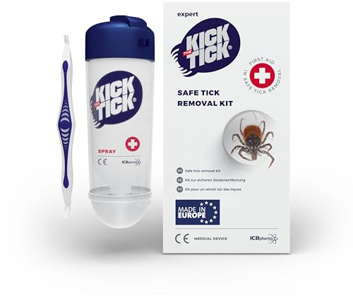 Novokill Kick The Tick Set 2x | Removedor con Spray Helado y Pinzas Profesionales | Elimina Garrapatas de Forma Fácil y Segura | 2x 9ml para Perros y Humanos