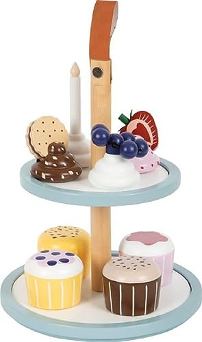 small Foot Cupcake Etagere Tasty aus Holz, Zubehör für die Kinderküche und Kaufladen, für Kinder ab 3 Jahren, 12434, Weiß