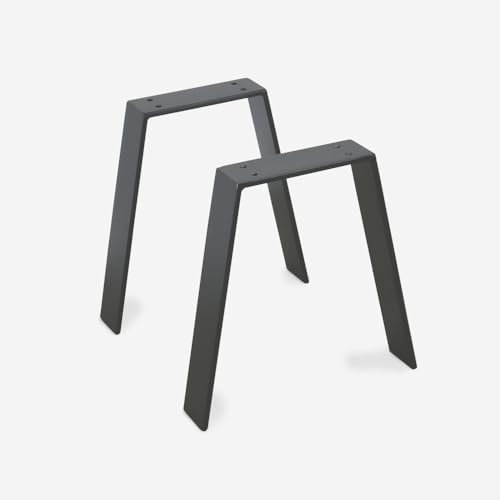 modernLOFTart Tischkufen Anthrazit Vm 60x10 mm - Tischbeine Metall aus Flachstahl Sandgestrahlt und Pulverbeschichtet - Tischgestell Breite 20cm, Höhe 42cm - Industrial Loft