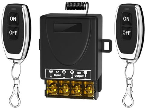 Gebildet Interruttore di Controllo Remoto Senza Fili 12-24V DC12~72V 30A Interruttore Relè 433Mhz RF Interruttore Remoto per Luci Pompa Elettrodomestici Sistemi di Sicurezza (100m)