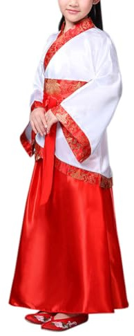 Xiedeai Chine Enfants National Style Chinois Scène Théâtre Jouer à L'opéra Cosplay Spectacle Traditionnel Folle Robe Filles Manches Longues Combinaison Tang (Tailles Plus Petites), Rouge 170cm