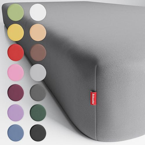Schuette® Topper Spannbettlaken • 70x200 cm • Wow! Kollektion: Shades of Earl Gray (Dunkelgrau) • 100% Superfluff Baumwolle, Blickdicht, Faltenfrei • mit Rundumgummi • Matratzenhöhe bis 15 cm