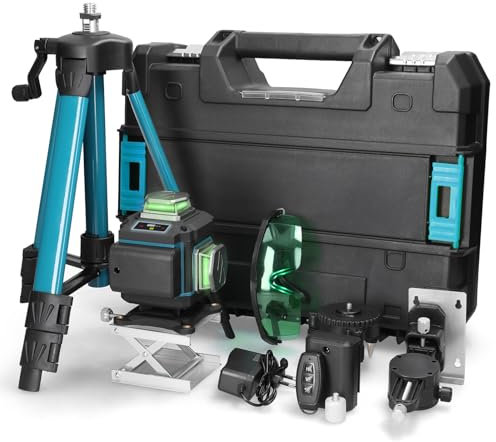 Kreuzlinienlaser mit Stativ,Multifunktionaler 16-Linien-Laser, 3°, selbstnivellierende Maschine, wiederaufladbares Nivellierwerkzeug mit Lithiumbatterie, omnidirektionaler Boden-/Wandaufkleber